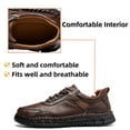 thumbnail image 2 of Mens Casual Leather Shoes Fashion Comfortable Lightweight Breathable Lace Up Loafers Walking Driving Business Working Shoes Brown 11 US, 2 of 7