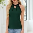 thumbnail image 5 of Women's Tops and Blouses Summer Solid Color Halter Tee Shirts Leisure Loose Fit Sleeveless Standard Straps Summer Tops, 5 of 7