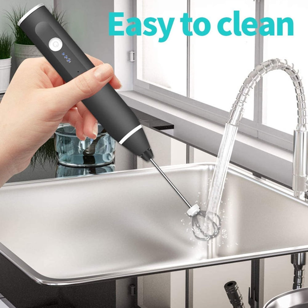 Mousseur à Lait électrique POMME - Rechargeable USB, 3 Vitesses, 2 Têtes, Acier Inoxydable, Pour Café, œufs, Boissons