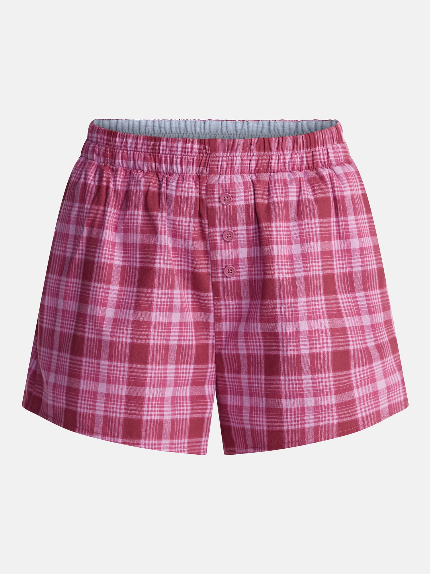 Women's and Women's Plus Size XXS-4X No Boundaries Cotton Boxer Shorts with Rollover Waist, 3.5'' Inseam