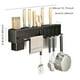 thumbnail image 3 of Estante para utensilios de acero al carbono: organizador de cocina que ahorra espacio con ganchos y barra para colgar, soporte gris metalizado, 2 opciones de instalación, 3 of 4