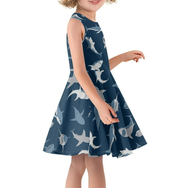 Pzuqiu Girls Dresses for Child Knee Length Age 9 10 Years Round