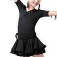 thumbnail image 3 of YM YOUMU Girls Latin Dance Dress V-neck Short Sleeve for Ballroom Salsa Practice, 3 of 4