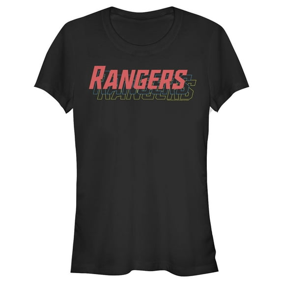 Junior's Power Rangers Shadow Text  Graphic Tee Black Large