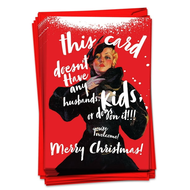 12 Funny Christmas Cards for Women Retro, Hilarious Lady Boxed