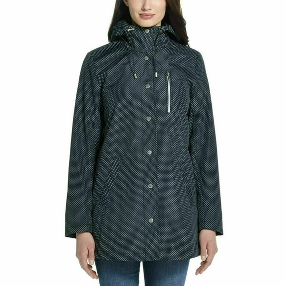Weatherproof Women's Rain Slicker Jacket (Black Polka Dot, XX-Large)
