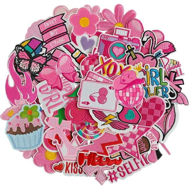 Set de parches termoadhesivo TACVEL, 45 piezas, rosa, para ropa, bricolaje