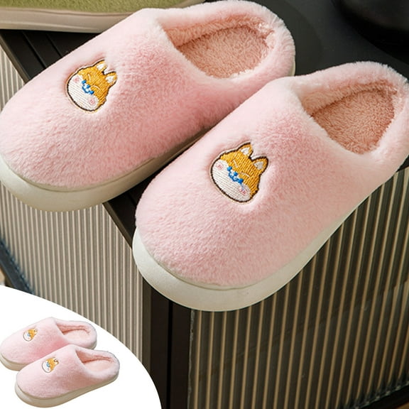 AURIGATE Rainbow Comfort Slippers for Christmas Cozy Plush Warm Fluffy Fur Slip On Cushion Slippers for Girls and Women