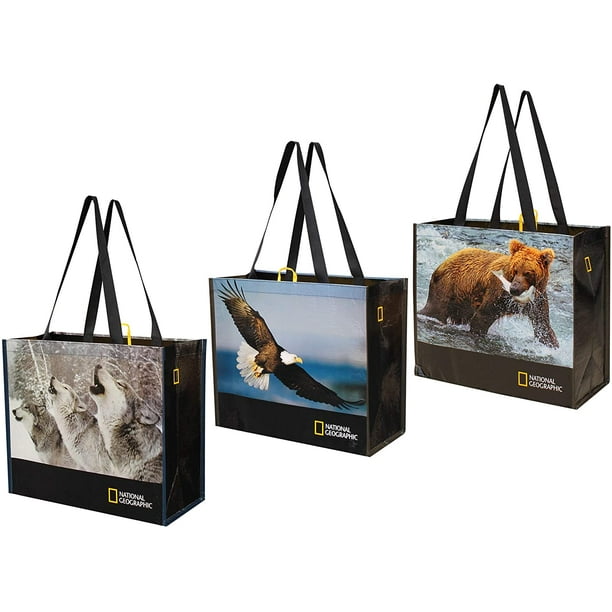 Reusable Grocery Bags Shopping Totes with National Geographic