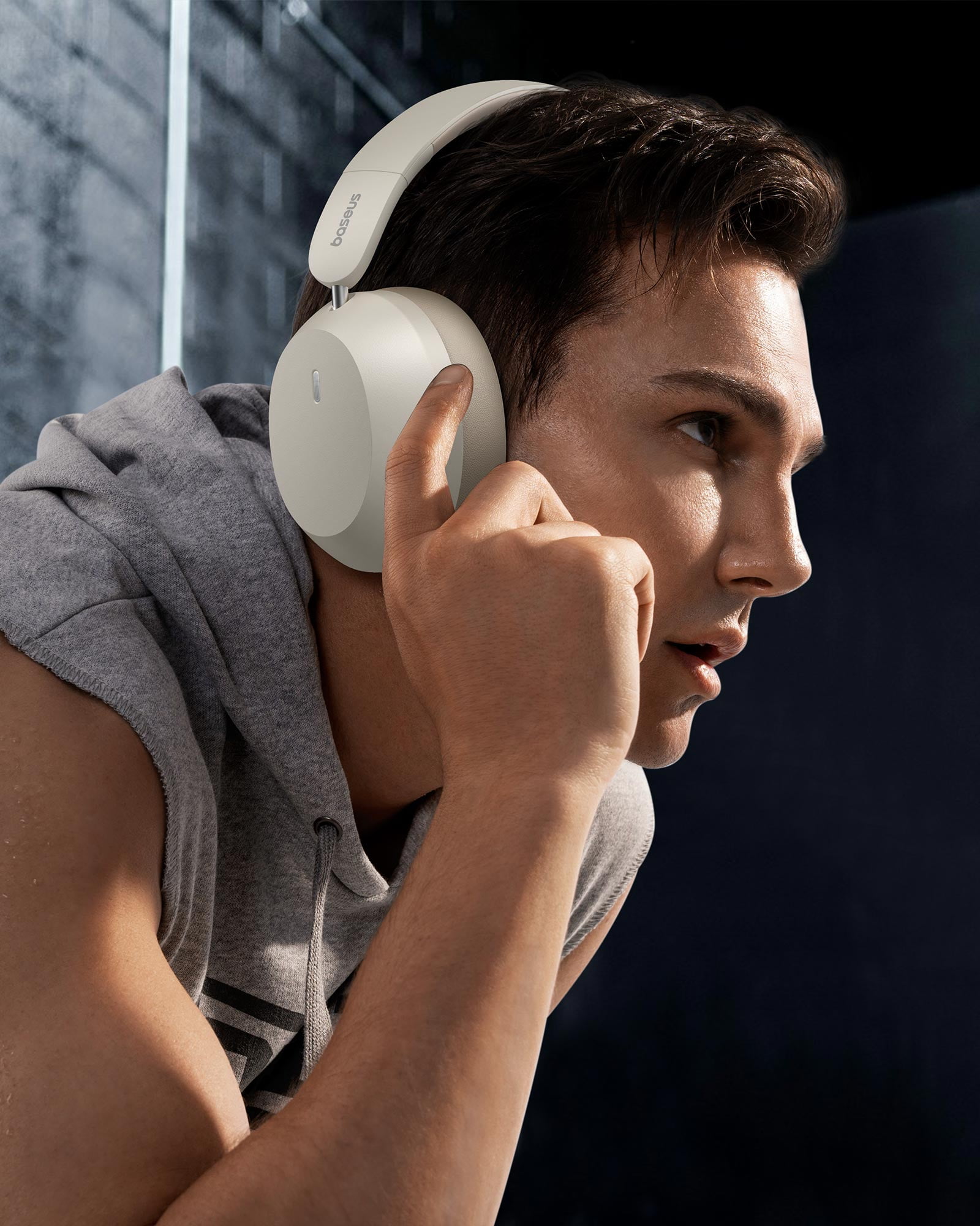 Baseus Over Ear Headphones Bluetooth 5.3 50H Playtime Foldable Wireless Headphone, White