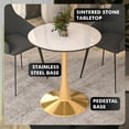 thumbnail image 5 of LeisureMod Round Dining Table Modern 31" Sintered Stone Tabletop with Gold Steel Pedestal Base for Kitchen and Living Room Bristol Series in Natural Wood, 5 of 10