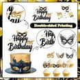 thumbnail image 5 of 25 Pcs Black Gold Masquerade Birthday Cake Decorations - Masquerade Happy Birthday Cake Topper, Masquerade Cupcake Toppers for Women, Masquerade Mardi Gras Party Supplies, 5 of 6