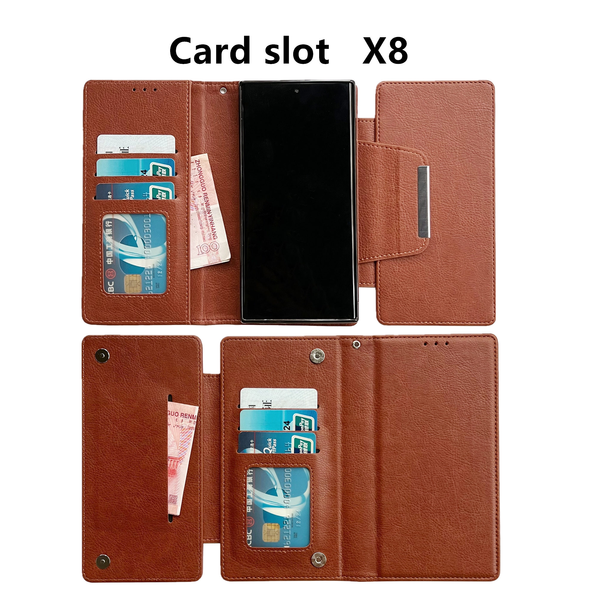 Designed For Samsung Galaxy S25 Wallet Phone Case,Detachable PU Leather Magnetic Flip,With Card Slots,Flip Folding Kickstand,Heavy Duty Anti-fall Shockproof Rugged Phone Case,Brown