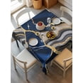 thumbnail image 6 of Blue Marble Table Cloth, Grey Gold Texture Vintage Farmhouse Art Waterproof Tablecloth for Square Tables, Reusable Washable Fabric Table Cover for Restaurant Kitchen Dining Tables 54"x54", 6 of 6