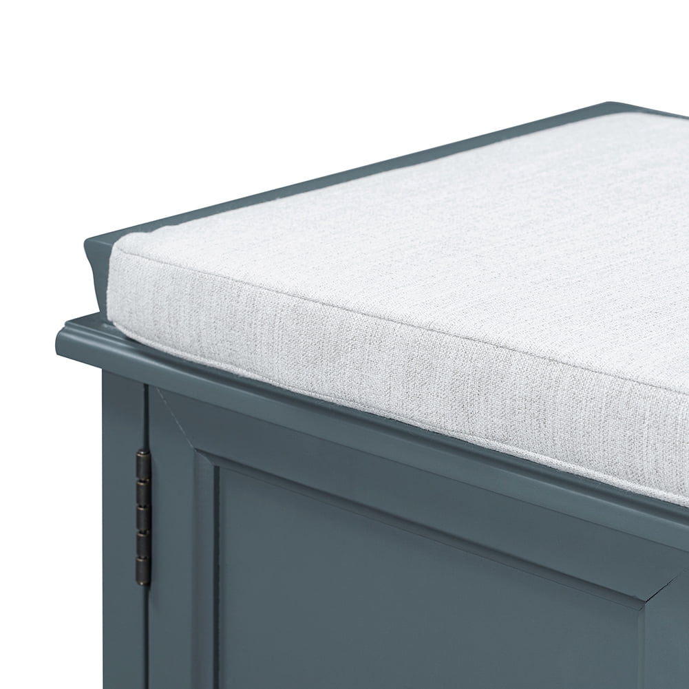Lowestbest Storage Bench with 2 Drawers and 2 cabinets, Shoe Bench with Removable Cushion for Living Room, Entryway (Blue) Lowestbest Storage Bench with 2 Drawers and 2 cabinets, Shoe Bench with Removable Cushion for Living Room, Entryway (Blue)