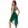 thumbnail image 2 of RUNQHUI Shiny Sequins Lyrical Dance Dress Modern Contemporary High-Low Skirted Leotard Dancewear for Green S, 2 of 7