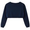 thumbnail image 3 of HWJAD Long Sleeve 3D Flower Bolero Shrug for 1-14Y Girls Toddler Kids One Button Closure Cardigan Knit Sweater Cropped Cover Up Coat, 3 of 8