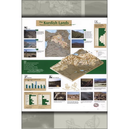 24"x36" Gallery Poster, cia map of Kurd lands iraq turkey gulf war 1992