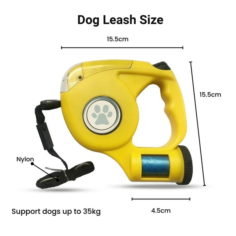 Retractable Dog Leash for Dogs with Poop Bag Holder Dispenser and Flash Light LED 16ft Walmart