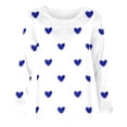 thumbnail image 5 of TFEOQRY Women's Heart Pattern Print Top Crew Neck Long Sleeve Casual Loose Pullover Fall Daily Wear Shirt Blue, 5 of 5