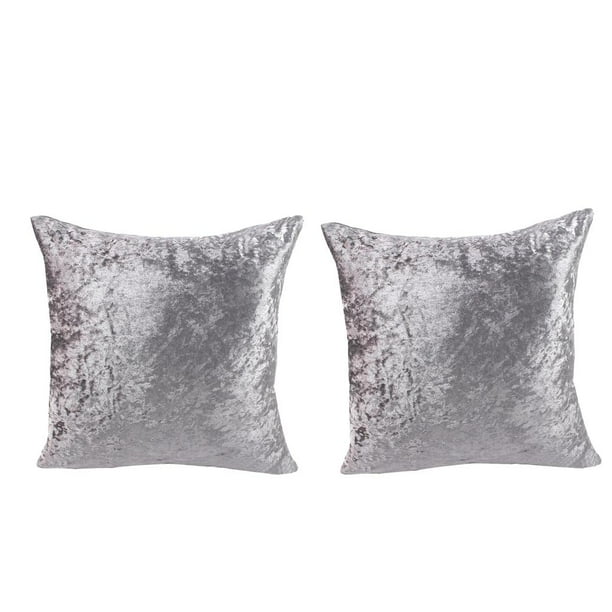 Funda de Cojín de Corto de Cuadrado de 2 Piezas para Sofá Gris Plateado