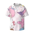 thumbnail image 2 of Lsque Sanrio print Men's Cuban Collar Short Sleeve Shirt Summer Beachwear Casual Button Down Fashionable Vacation Leisure Shirt-4X-Large, 2 of 7