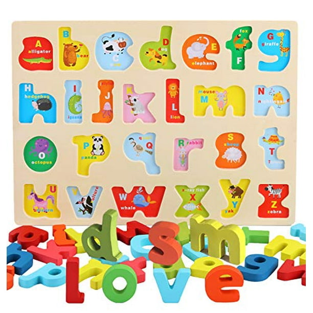 Aituitui Wooden Alphabet Puzzle Board Abc Letters With Cute Animal