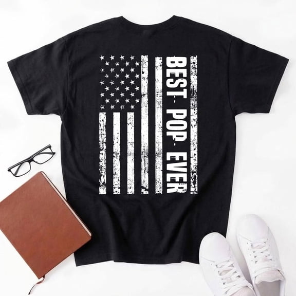 Best Pop-Pop Ever Mens T-Shirt Pop Grandpa Fathers Day Veterans Day Papa Tee