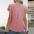 thumbnail image 3 of HAiming Women's Short Sleeve T-Shirt Dressy Casual Round Neck Basic Ruffle Cute Summer Top 2025 Spring Fashion Clothes, 3 of 9