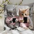 thumbnail image 4 of Bonita funda de almohada de gato con cremallera oculta | Funda de cojín decorativa de nailon suave y elastano para dormitorio, sala de estar y sofá | Un regalo ideal para mujeres, niños y amantes de, 4 of 6