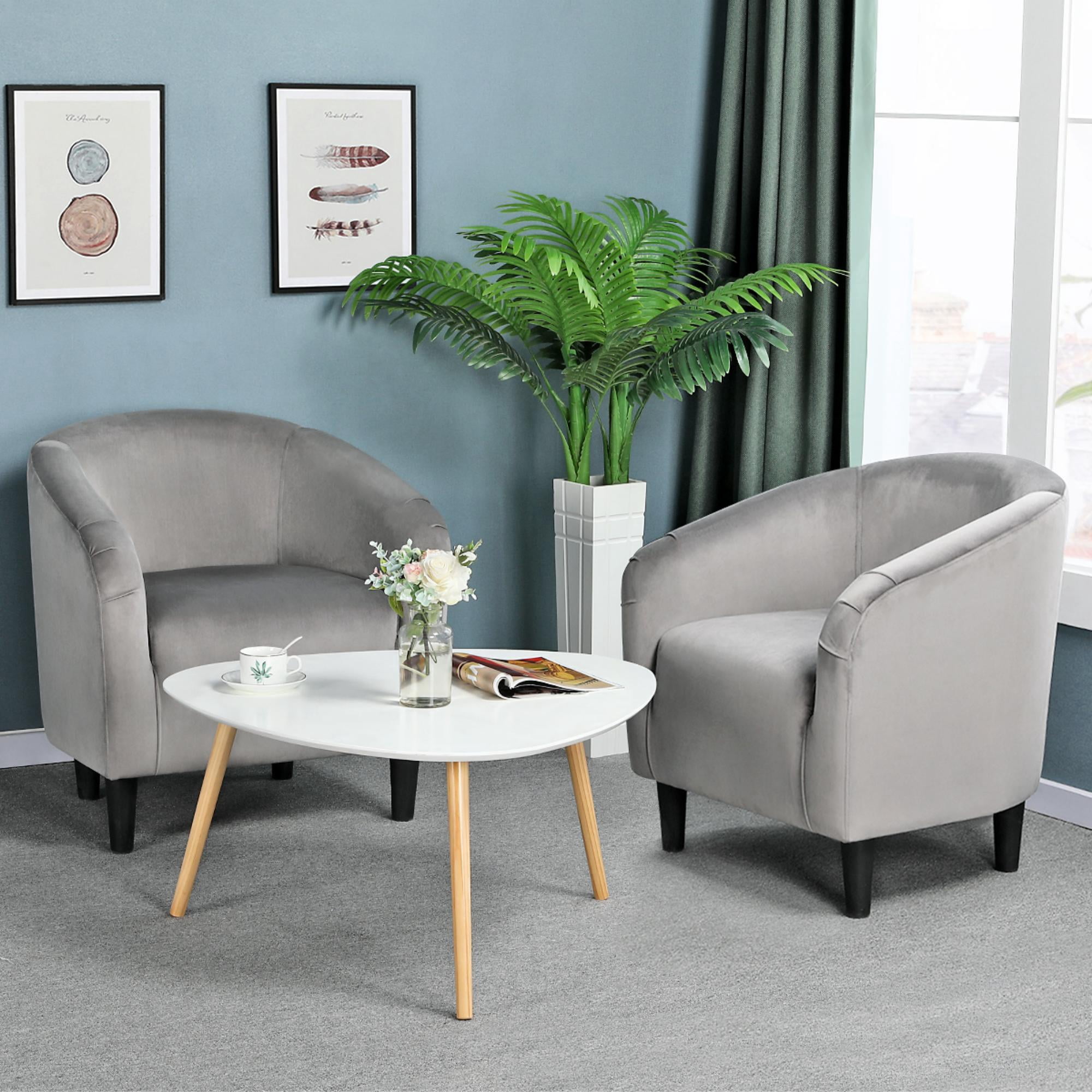 Renwick Modern Upholstered Tub Chair for Livingroom, Set of 2, Gray Velvet