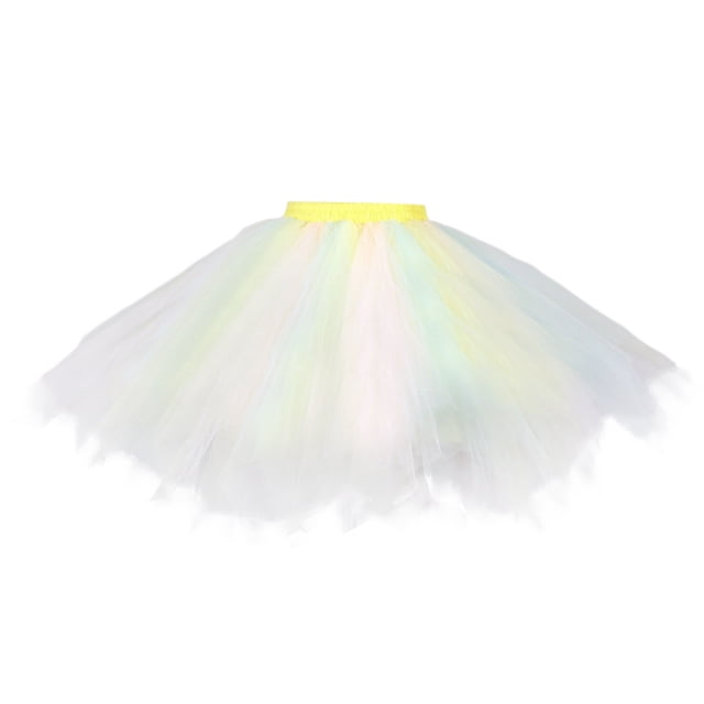 Aocisk Jupe Tutu de Fête de Noël pour Femmes avec Design Patchwork, Style Ballet, Filet Superposé pour Tenue Festive, Blanc m