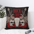 thumbnail image 4 of Rock And Roll Guitar Skull Roses Decorative Throw Pillow Cases Square Cushion Cover Pillowcases for Couch Bed Living Room 16x16, 4 of 6