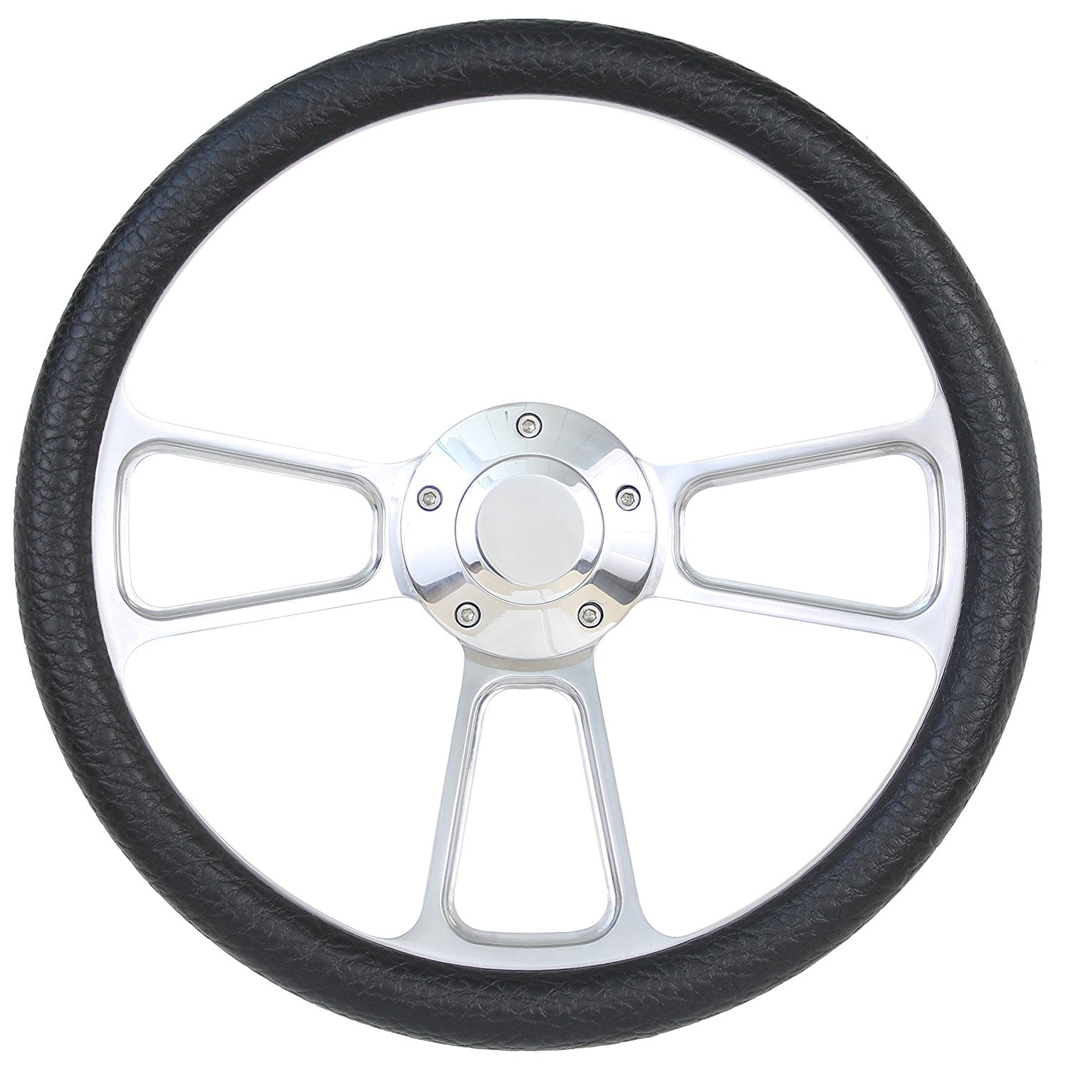 Boat Steering Wheel 14 Inch Aluminum With Textured Black Vinyl Half ...