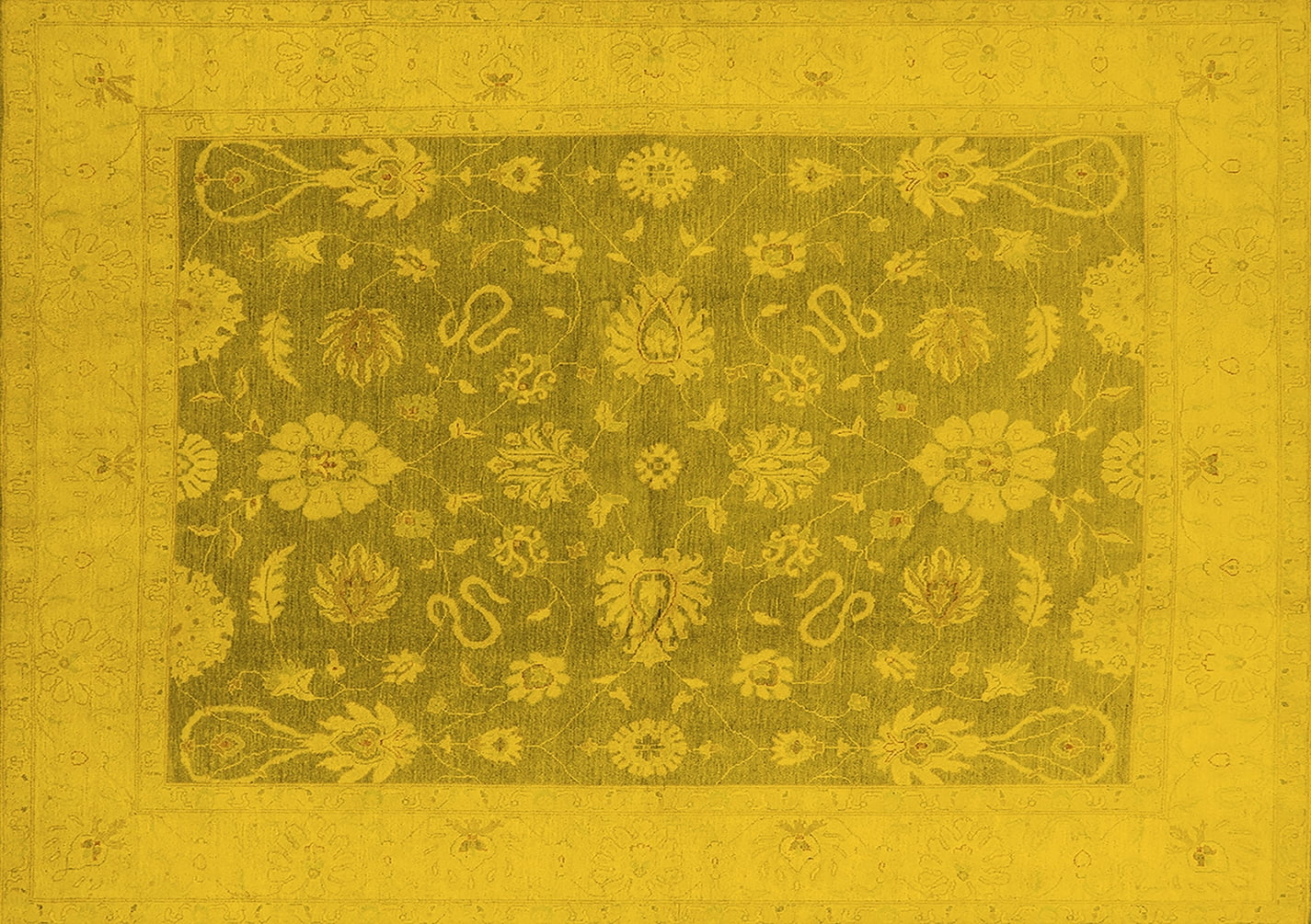 Ahgly Company Machine Washable Indoor Rectangle Oriental Yellow