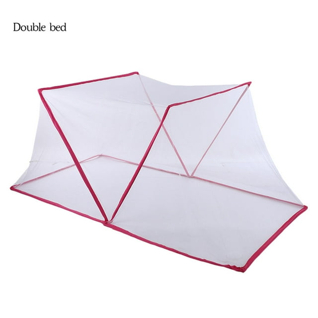 Tente Moustiquaire Adulte Anti-Insectes Rideau de Lit Pliant Portable Literie en Maille pour Camping Maison, Lit Double, Rose