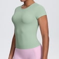 thumbnail image 6 of Garbnen Short Sleeve Shirts for Women Slim Fit Crewneck Tops for Women Basic Seamless Yoga Workout Shirts Women Green XL, 6 of 7