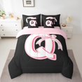 thumbnail image 2 of Erosebridal Monogrammed Q Bedding Queen Size, Initial Letter Bedding Sets Queen Size, Pink Bow Reversible Bed Set, Super Cozy Bedroom Decor, 7 Pieces, 2 of 6