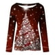 thumbnail image 4 of Blusa de manga larga con cuello redondo y estampado de árbol de Navidad para mujer Pompotops  FGAJ12544, 4 of 5