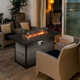 thumbnail image 5 of Spaco 43-inch Fire Table with Gray Imitation Ribbon Stripes, 2 in 1 Gas Fire Pit, Fire Pit with Glass Wind Guard for Outdoor, Gray, 5 of 14