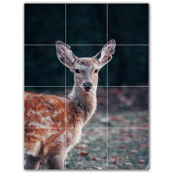 Picture-Tiles.com: Deer Ceramic Tile Wall Mural WAL500432-34L. 24"W x 32"H using (12) 8" x 8" Ceramic Tiles-Satin Finish