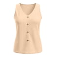 thumbnail image 6 of ClodeEU Women's Crochet Lace V Neck Sleeveless Button Blouse ,Solid Color Casual Tank Top Beige,Women's Plus L, 6 of 8