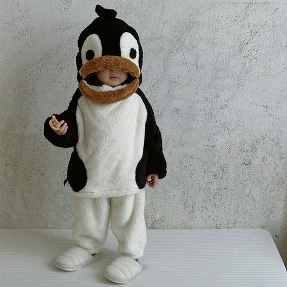Jinhomg Toddler Kids Cotton Set Novelty Cute Long Sleeve Penguin Hoodies and Pants 2 Piece Winter Warm Fleece Outfits Spring Saving Today White 2Y