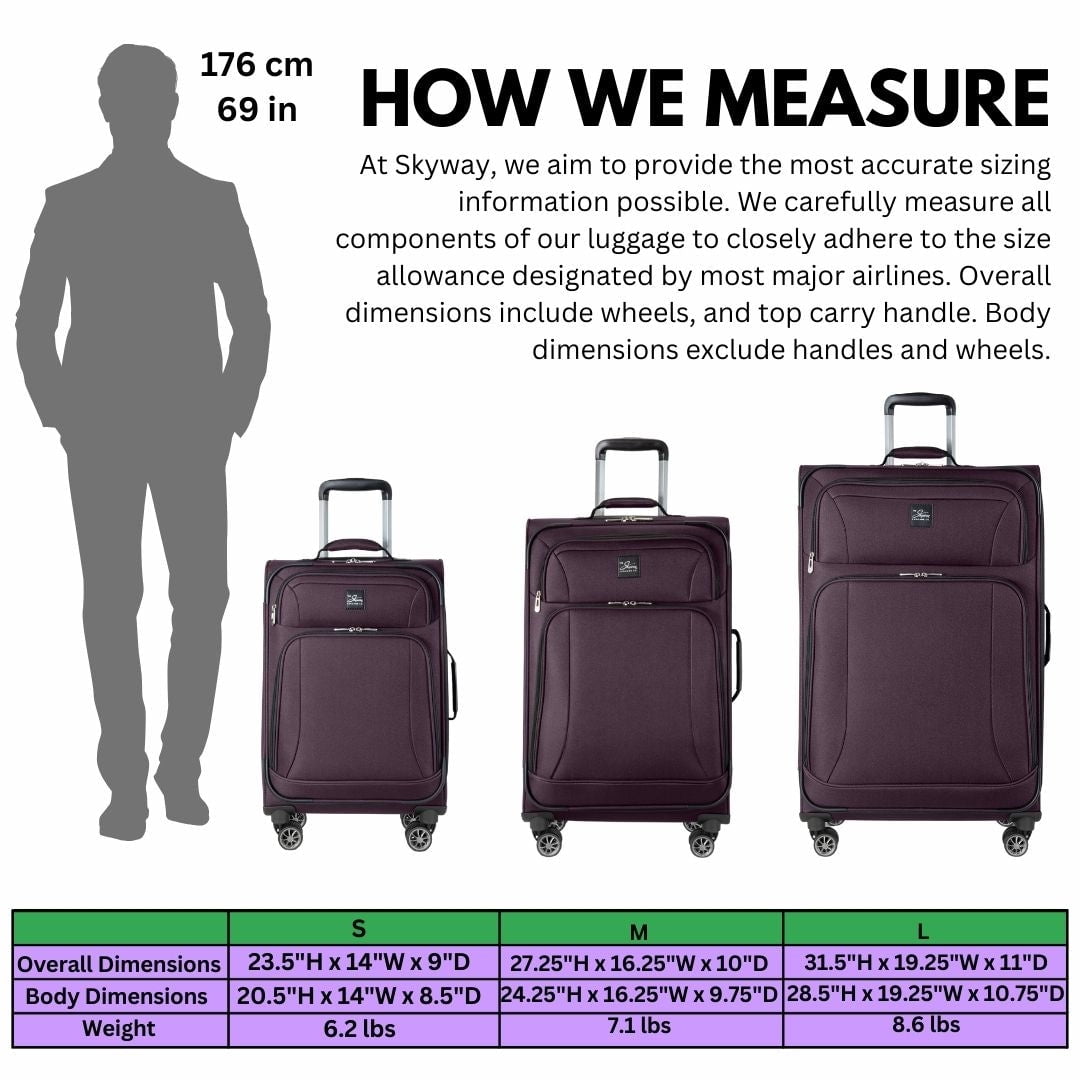 Skyway Luggage Epic Softside 24" 8 Wheel Medium Check-In Spinner, Adult