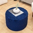 thumbnail image 5 of Round Pouf Ottoman 20 x 20 x 14 Inches Boho Poof Home Decor Floor Pouffe Ottoman Foot Rest for Couch Sofa Bean Bag Chairs Living Room Bedroom (Dark Blue), 5 of 17