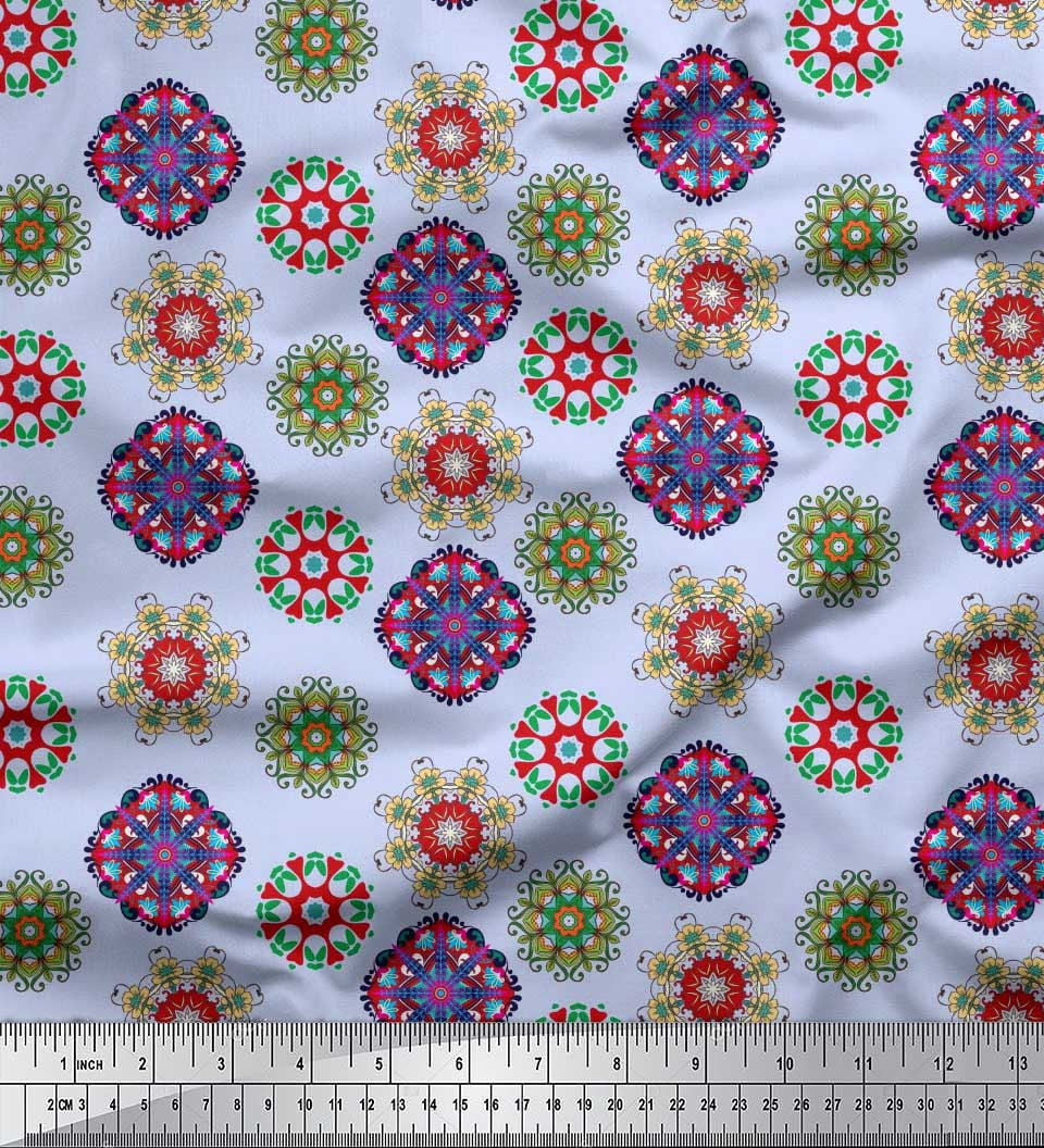 Soimoi Modal Satin Fabric Mandala Kaleidoscope Fabric Prints by Yard 42 Inch Wide