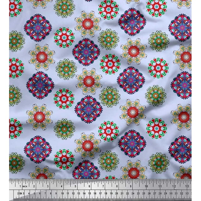 Soimoi Rayon Fabric Mandala Kaleidoscope Fabric Prints by Yard 42 Inch Wide