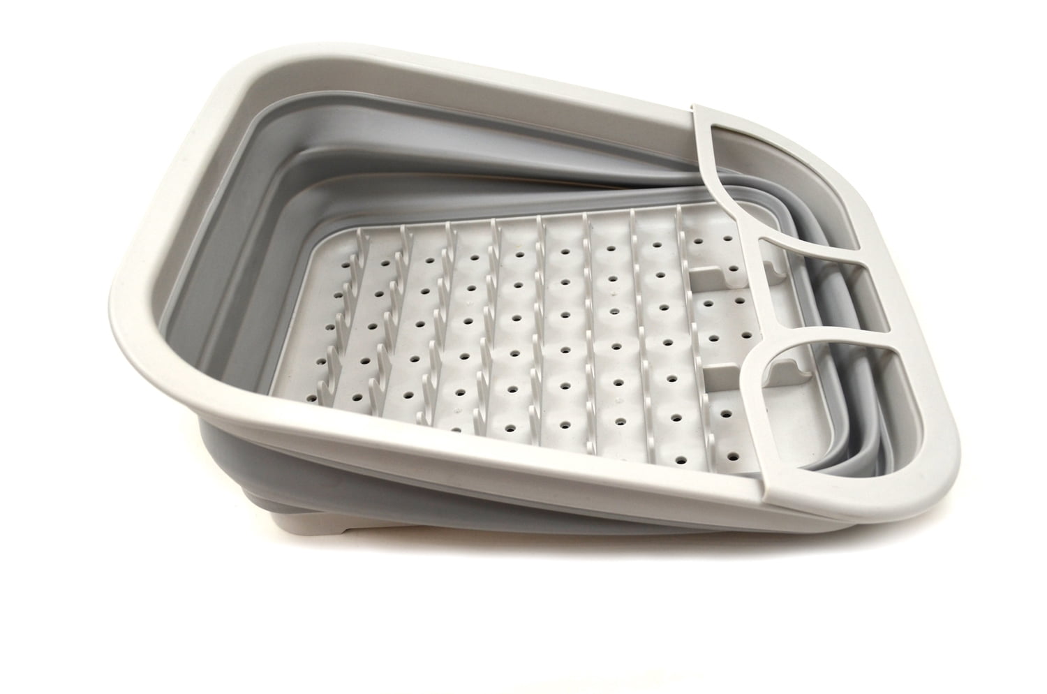 SAMMART Set of 2 Collapsible Dish Drainer with Drainer Board - Foldable Drying Rack Set - Portable Dinnerware Organizer - Space Saving Kitchen Storage Tray