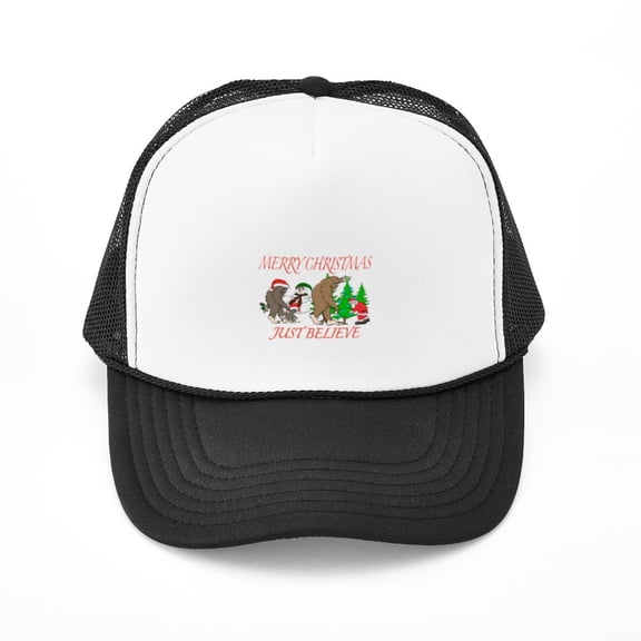 CafePress - Bigfoot Family Meet Santa 3 - Adjustable Unisex Printed Trucker Hat with Mesh Back