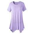 thumbnail image 1 of Gibobby Camiseta de manga corta para mujer Camiseta manga corta longitud media para mujer talla grande Europa y Estados Unidos, mallas color sólido con cuello(Rosa caliente,M), 1 of 3
